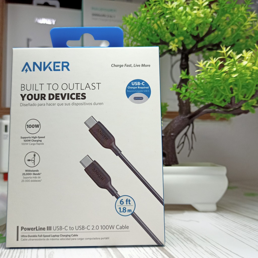 Cáp Sạc Nhanh Anker PowerLine III Usb-C to C 100W - A8856 dài 1,8m