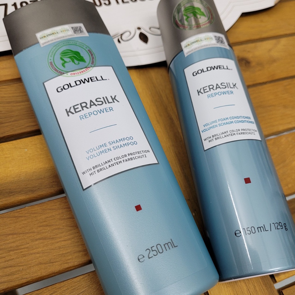 DẦU GỘI TĂNG PHỒNG DẦU XẢ DẠNG BỌT GOLDWELL KERASILK REPOWER VOLUME 250ML-150ML