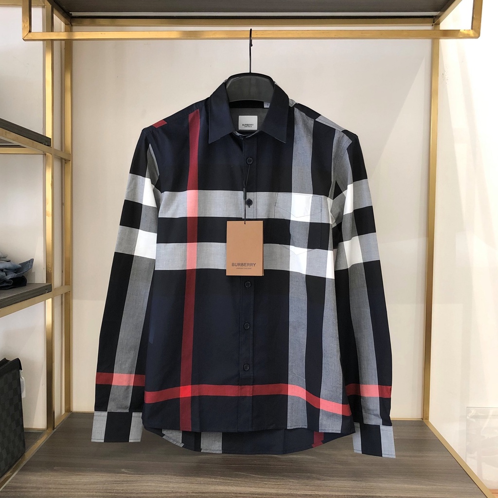 Áo sơ mi cao cấp Bur Check Stretch Cotton Poplin Shirt