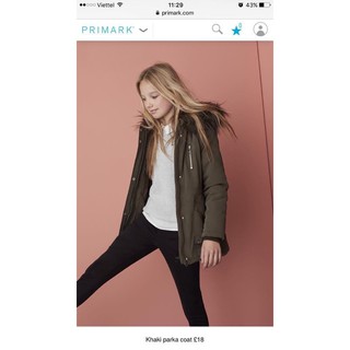 Áo Parka Bé Gái Lót Lông Xanh Rêu PR