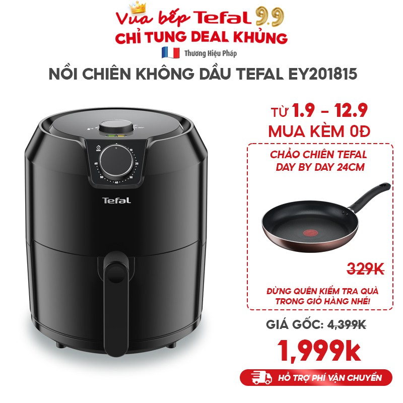 [Mã ELMALL10 giảm 10% đơn 500K] Nồi chiên không dầu Tefal EY201815 - 4.2L - đen