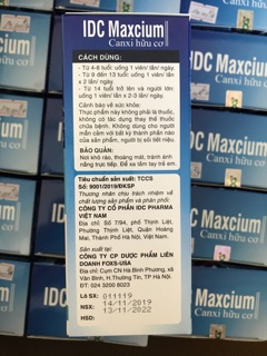 [Chính hãng] Canxi hữu cơ - IDC Maxcium - DHA