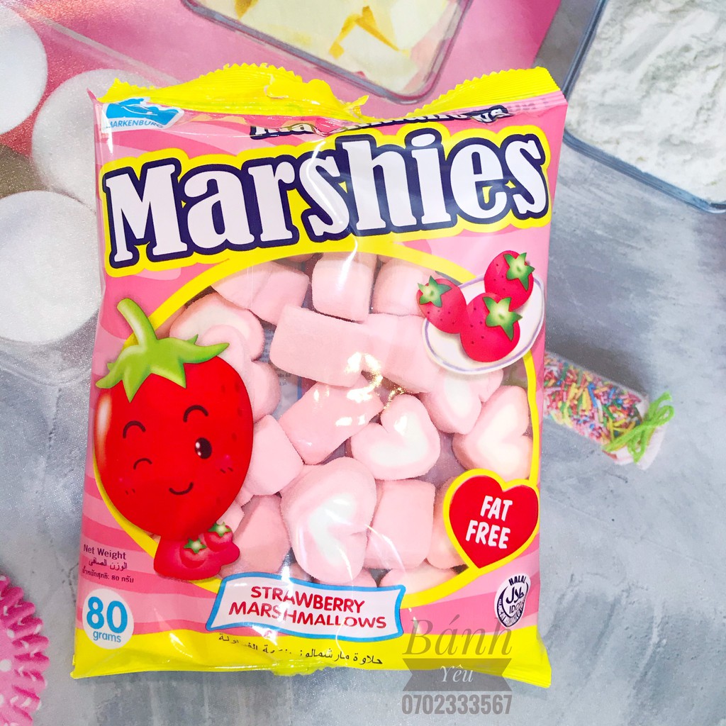 Kẹo xốp Dâu Marshmallow  trang trí bánh- BK22