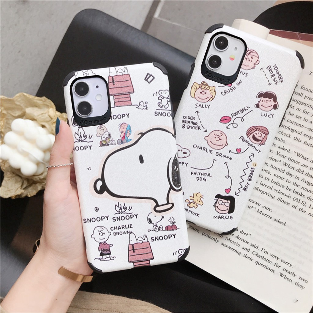 [ SAMSUNG ] Ốp Lưng Da IMD Snoopy x Brown I - R021