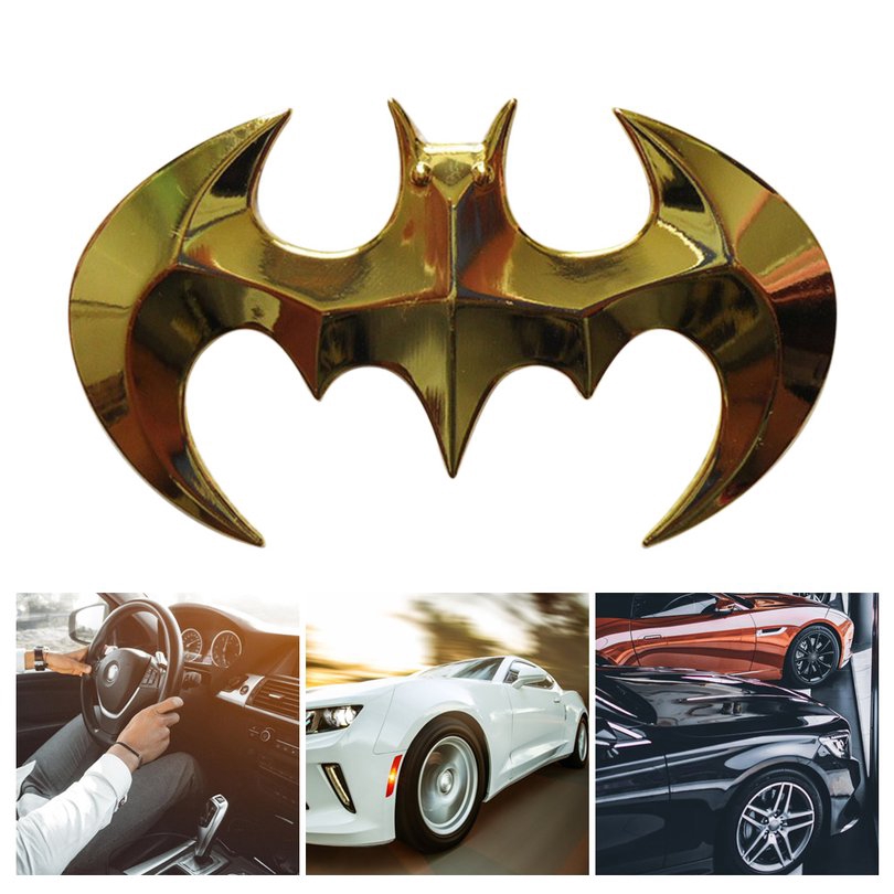 Miếng Dán Trang Trí Xe Hơi Hình Logo Batman 3D Chất Liệu Kim Loại