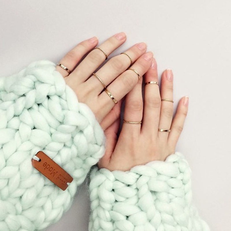 Bộ 10 Nhẫn Đeo Khớp Ngón Tay Thiết Kế Đơn Giản Cho Nữ Sinh