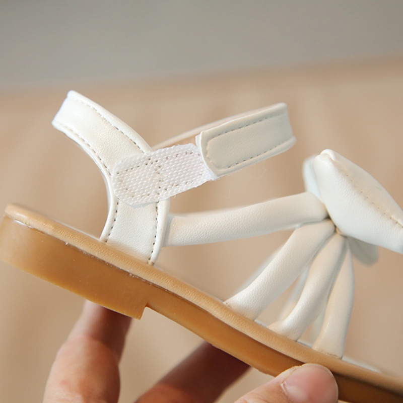 Sandal Da Mềm Chống Trượt Đính Nơ Xinh Xắn Cho Bé Gái 2-8 Tuổi