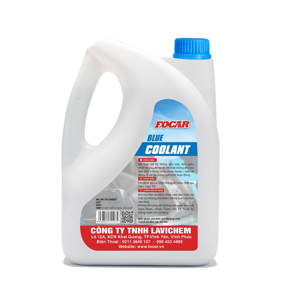 [SHIP NHANH GRAB/ Mẫu mã mới] Nước làm mát động cơ màu xanh Focar Blue Coolant 4L