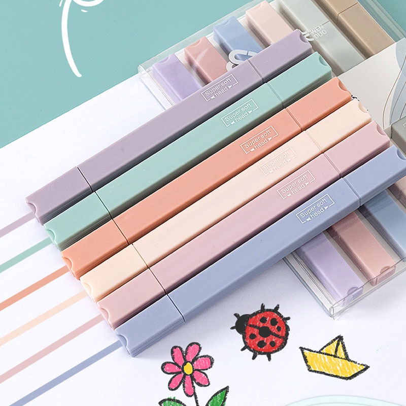 Bộ 6 bút đánh dấu Infeel.Me màu sắc ngọt ngào thiết kế hai đầu tiện dụng