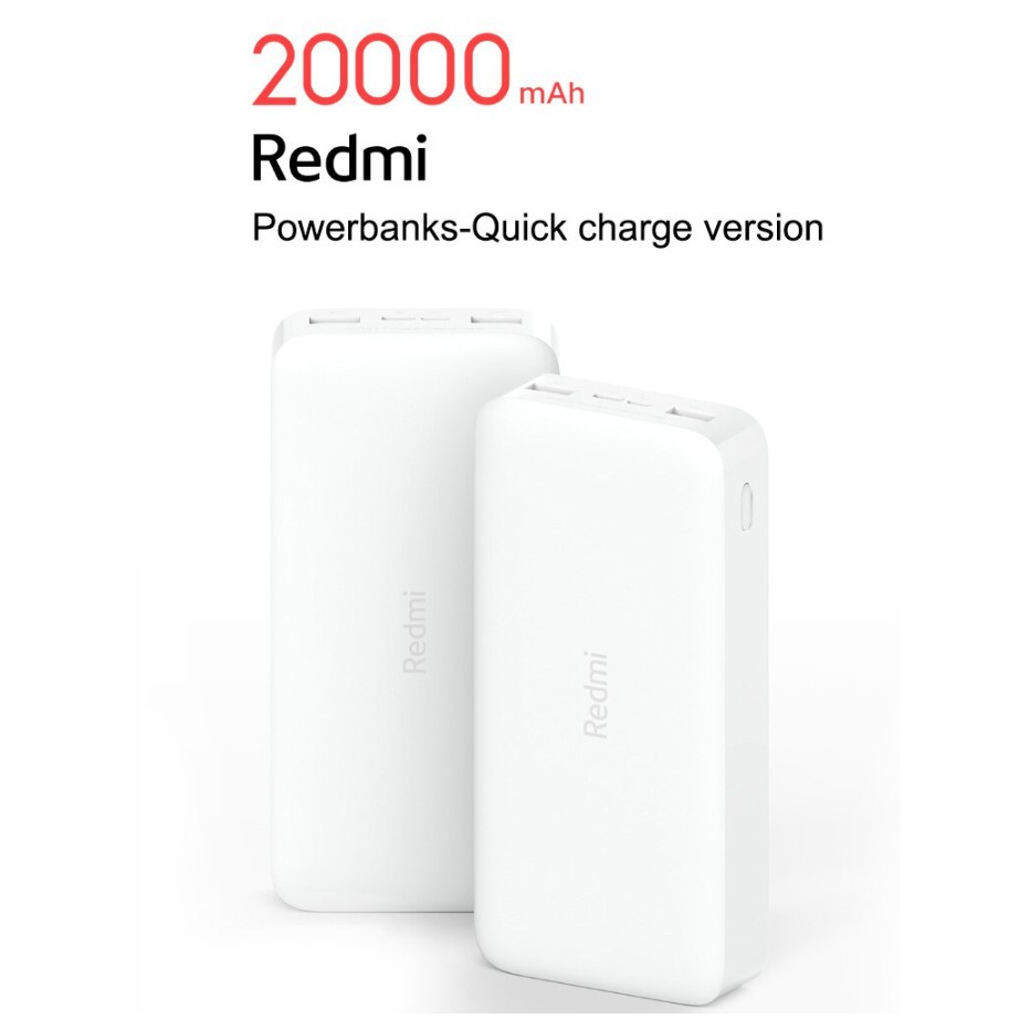 Sạc dự phòng 20000mAh Xiaomi Redmi  PB100LZM - 2 cõng sạc vào USB-A + Micro USB / 2 cổng sạc ra USB-A 37Wh