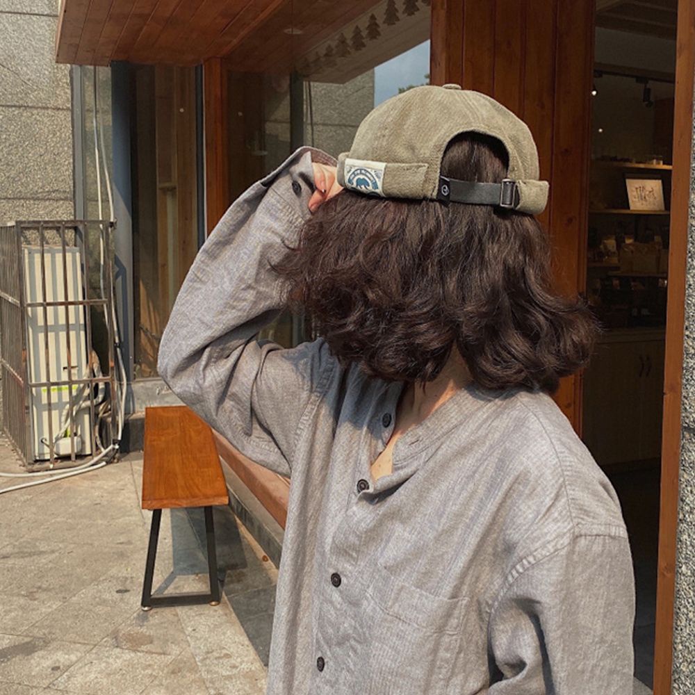 MOCHO Mũ beanie vải không vành màu trơn hình gấu bắc cực phong cách Hàn Quốc cổ điển dành cho nam và nữ