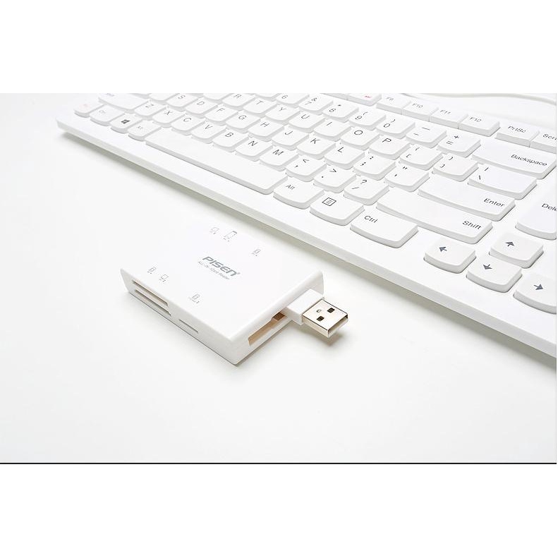 Đầu đọc thẻ nhớ Pisen Urtechconer sử dụng cho các loại thẻ TF/SD/MS/XD/M2 cổng cắm USB 2.0 kết nối dễ dàng với máy tính