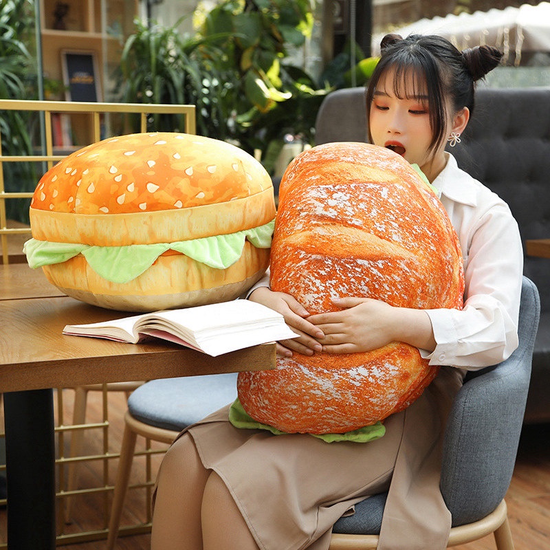 Đệm hamburger 3D lông nhung sáng tạo ngồi trên ô tô tựa lưng mềm mại vui nhộn