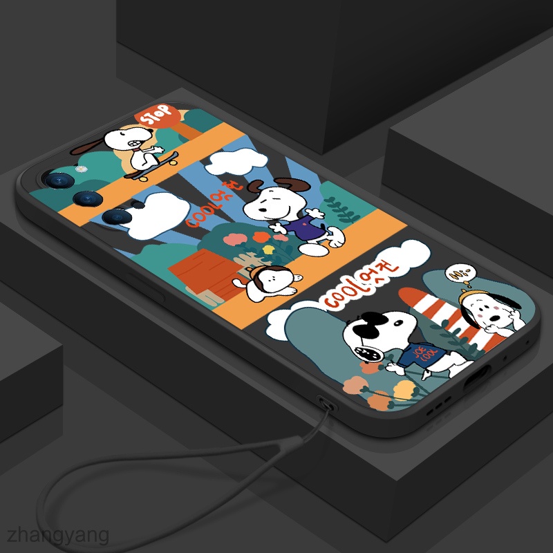 Ốp Điện Thoại Silicone In Hình Snoopy Có Dây Đeo Cho oppo reno 4 reno 5 reno 3 reno2 f reno 2