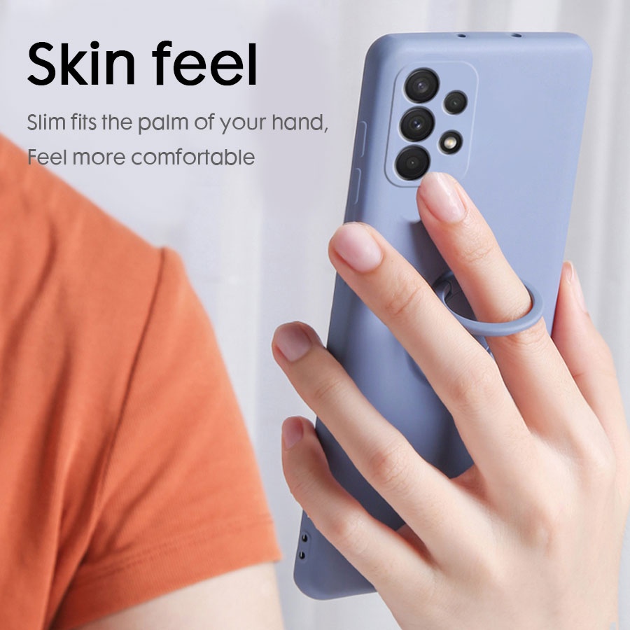 Ốp Điện Thoại Silicon Mềm Chống Sốc Kèm Móc Xỏ Ngón Nam Châm Cho Samsung Galaxy A12 A22 A32 A42 A52 A72 M12 A52S