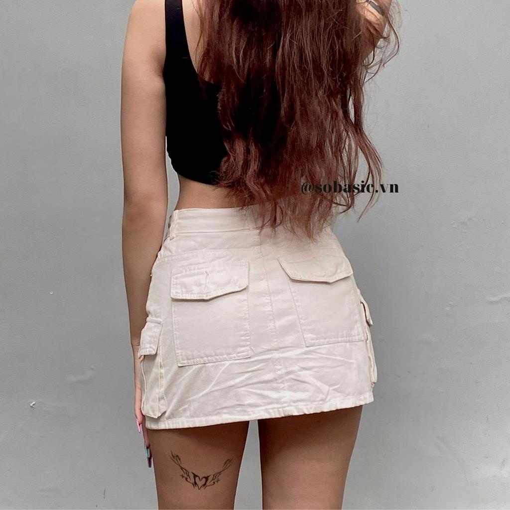 Chân váy chữ A kaki thiết kế túi hộp form body sexy Sobasic chất dày dặn có quần trong | BigBuy360 - bigbuy360.vn