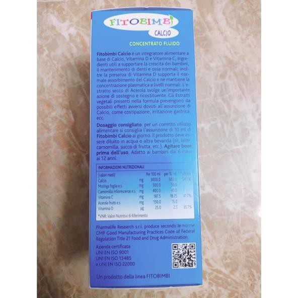 Siro Uống Fitobimbi Calcio Hỗ Trợ Giảm Nguy Cơ Còi Xương, Bổ Sung Canxi Và Vitamin Cho Trẻ Chai 200ml