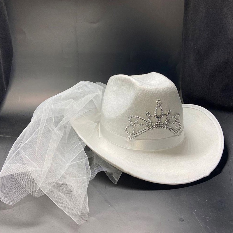 Nón Vành Rộng Màu Trắng Phong Cách Phương Tây Cho Cô Dâu