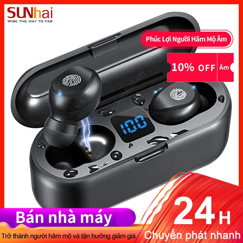 SUNhai Tai Nghe Bluetooth Amoi F9 TWS Kết Nối Không Dây - Phiên Bản Quốc Tế Kiêm Sạc Dự Phòng 2000mah Hàng Chuẩn Chính Hãng Đối Với Android iOS iPhone