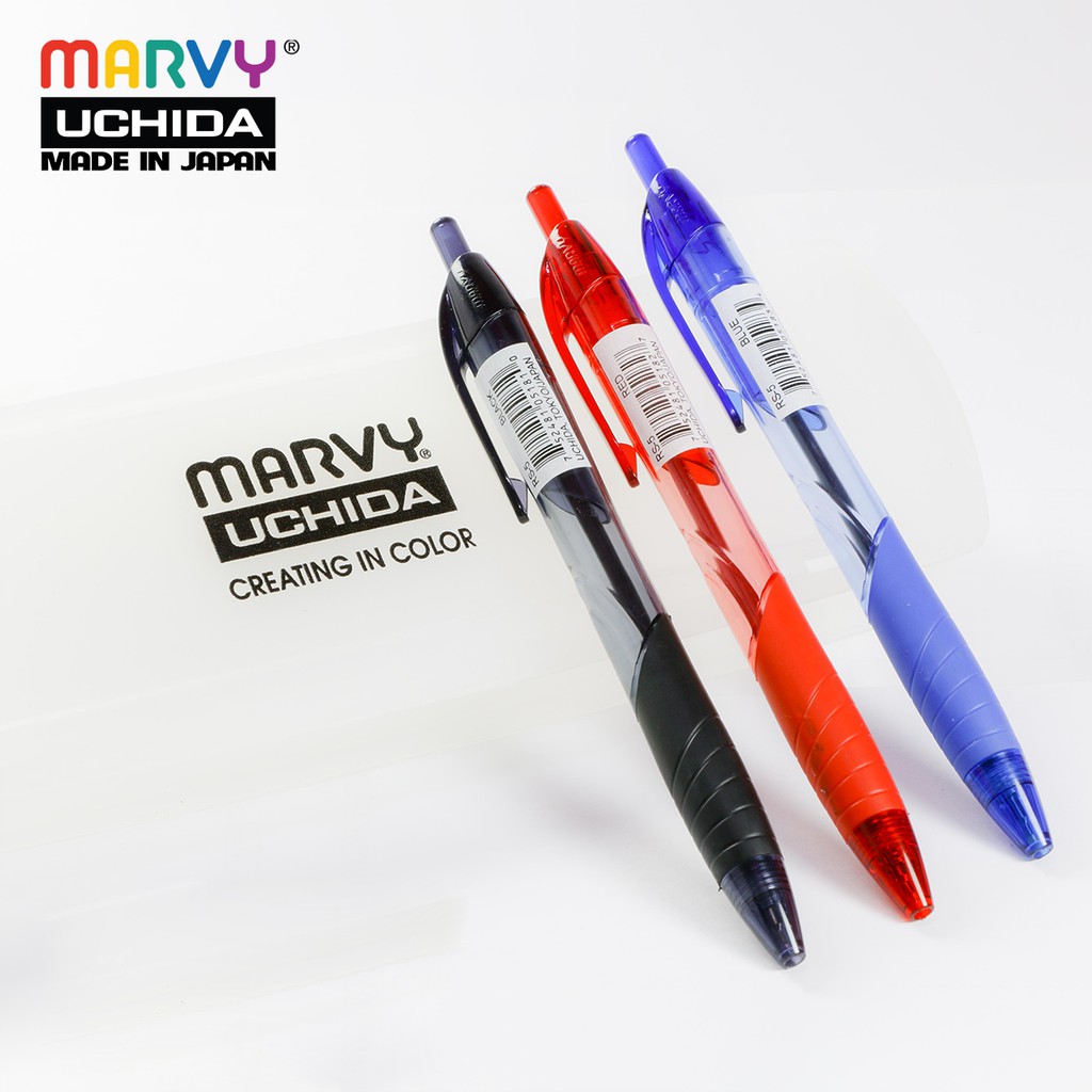 Combo 3 Bút bi bấm MARVY RS5 ngòi 0.5mm (xanh,đỏ, đen)