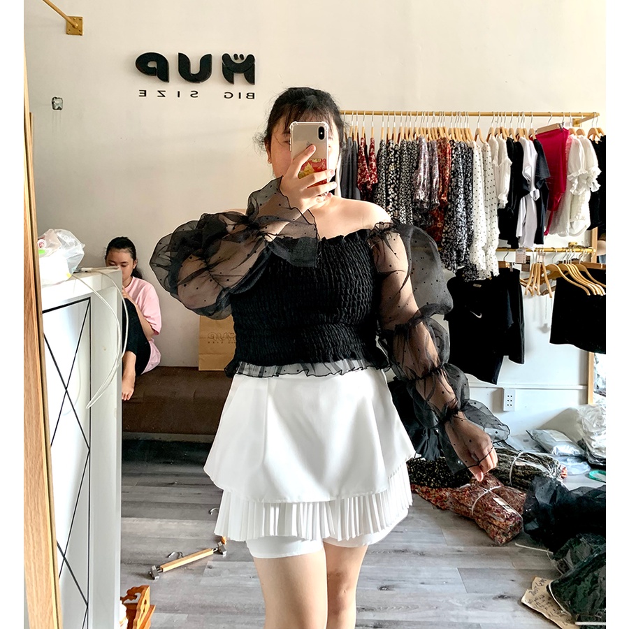 Áo croptop bigsize tay phồng áo kiểu tay dài nữ bánh bèo MUP Bigsize AC09