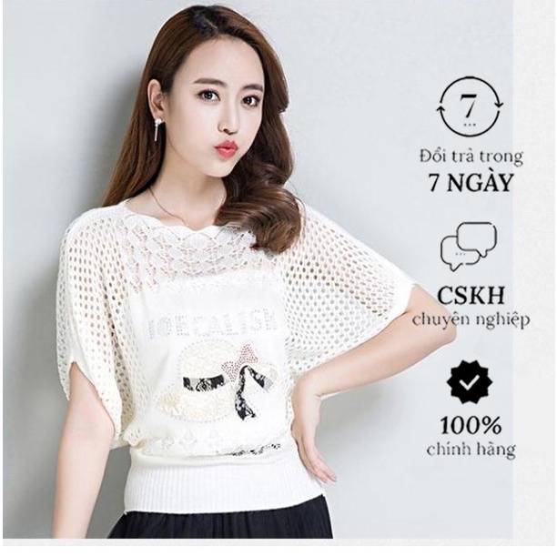 Áo len lưới mỏng tay cánh rơi hình mũ dễ thương Al30