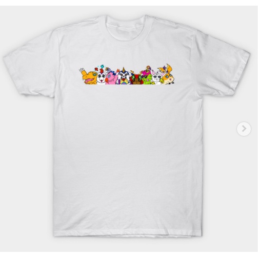 Áo thun cotton cổ tròn in họa tiết hoạt hình Digimon cho nam