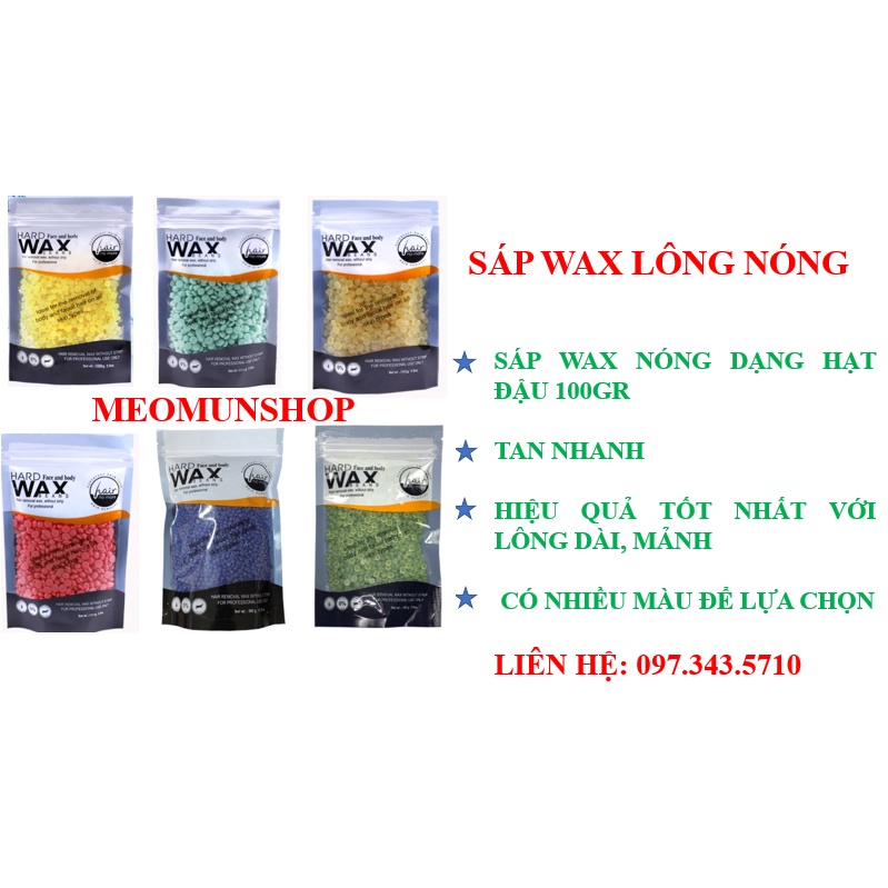 Sáp Wax Lông Nóng HARD WAX BEANS 100G chuẩn dùng cho nồi Sáp