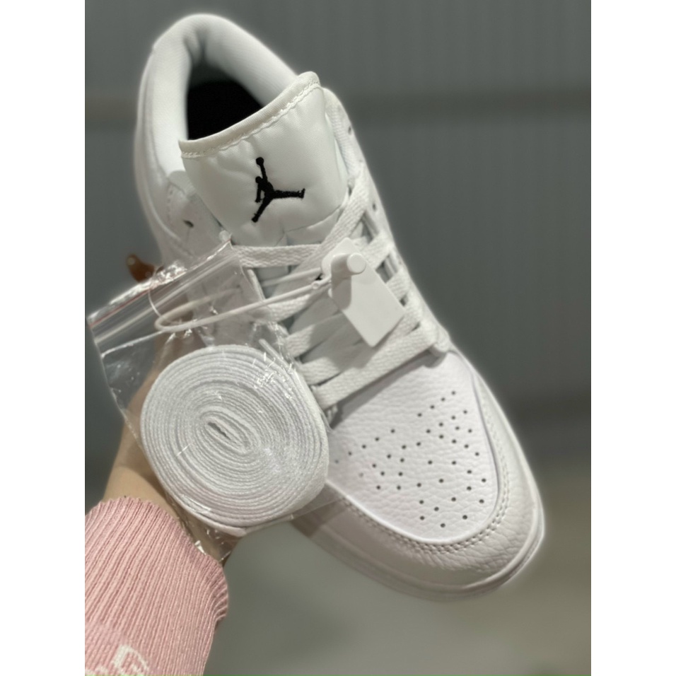 Giày Jordan cổ thấp, Jordan trắng, Jodan Full White logo Đen Hottrend dễ phối đồ cho nam nữ Full Box, Bill