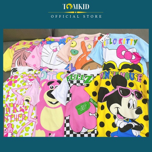 Đồ bé gái bộ tay ngắn quần dài cho bé quần ống loe áo rộng thun lạnh 3d loại 1 co giãn thoáng khí