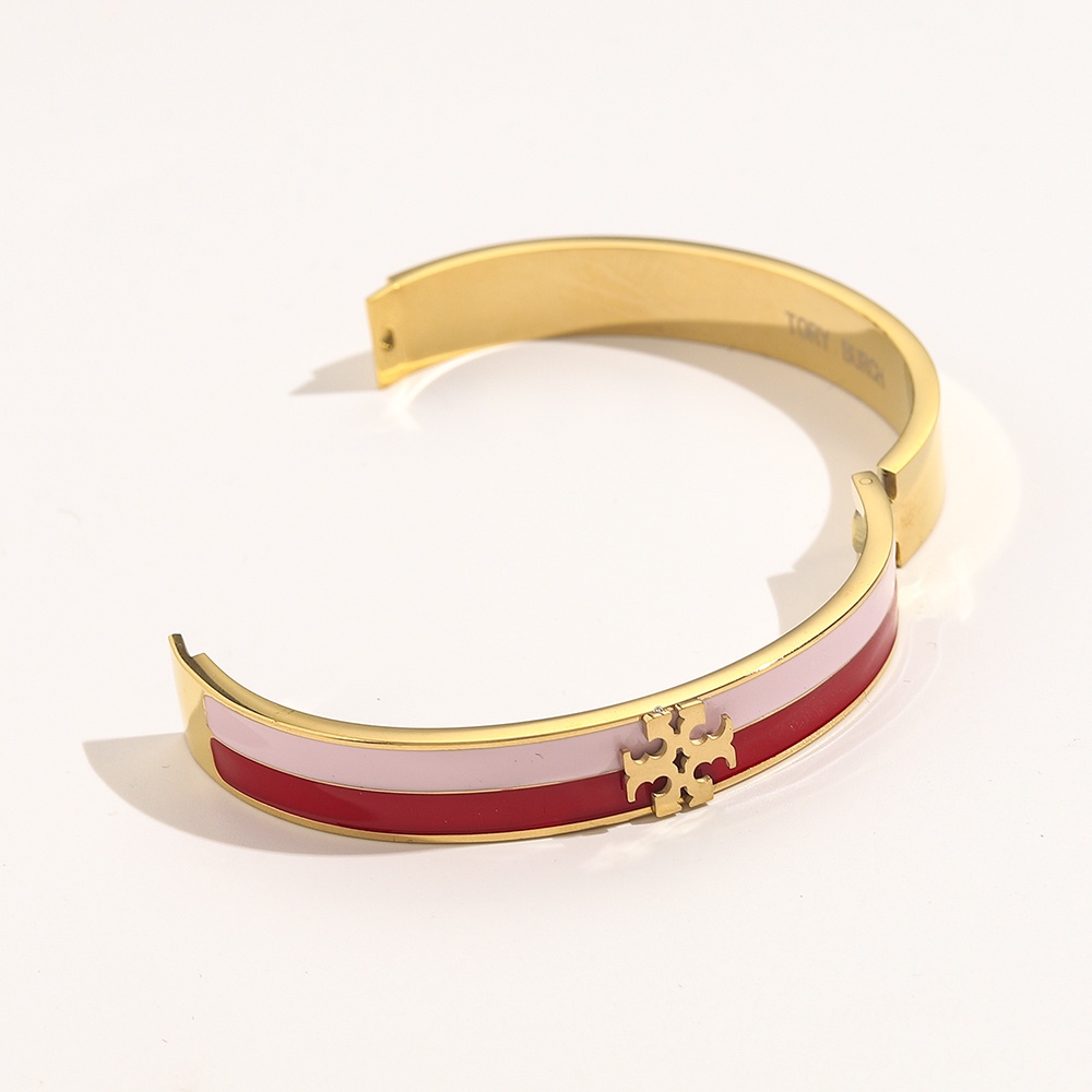 TORY BURCH Vòng Đeo Tay Bằng Thép Titan Thiết Kế Đục Lỗ Chữ TB Độc Đáo