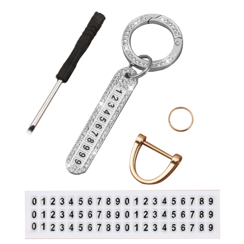 Đến Với Móc Khóa, Mặt Dây Chuyền Số Điện Thoại Trang Trí Với Đá Rhinestone Chống Thất Lạc Cho Ô Tô.