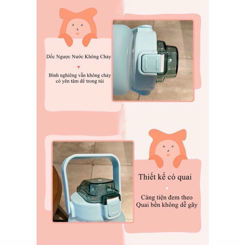 [Hàng Công Ty] BÌNH ĐỰNG NƯỚC 2L - Có Vạch NHẮC giờ uống - Chất lượng An Toàn cho sử dụng và đẹp mắt