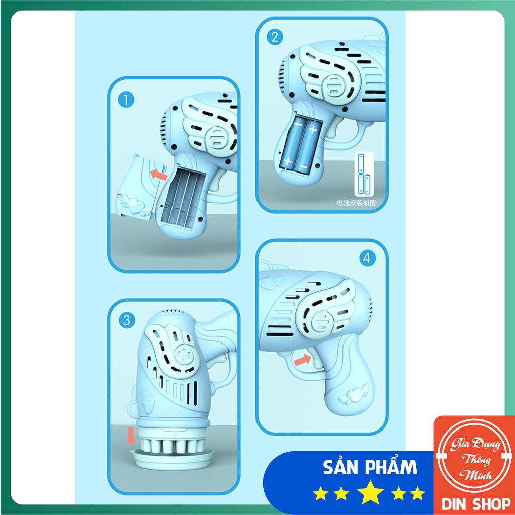 Súng bắn bong bóng xà phòng 23 / 32 nòng chạy bằng pin siêu mạnh kèm dung dịch pha bong bóng nhiều màu an toàn cho bé