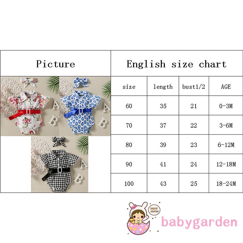 Bộ Áo Liền Quần Tay Cánh Tiên In Họa Tiết Hoa/ Giọt Nước Kèm Băng Đô Dành Cho Bé Gái 0-24 Tháng Tuổi