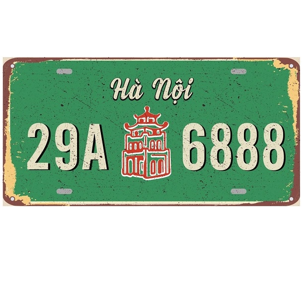Tranh thiếc biển số 64 tỉnh thành Việt Nam trang trí retro quán nhậu, bar club, quán cafe, quán bia, nhà hàng