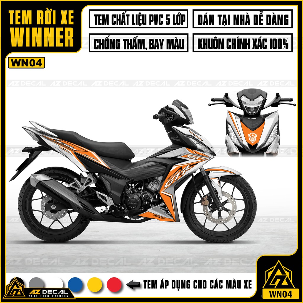 [New] Tem Winner Honda 150 Mẫu GTR |2WN04| Tem Xe Máy Honda PVC 5 Lớp Chống Thấm Nước, Chống Bay Màu