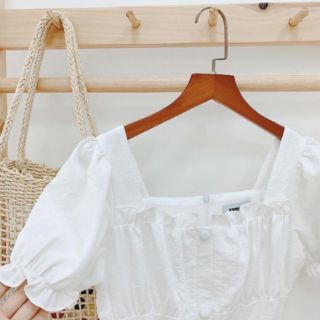 ❤️ ĐẦM TRẮNG NÚT CỔ VUÔNG ❤️