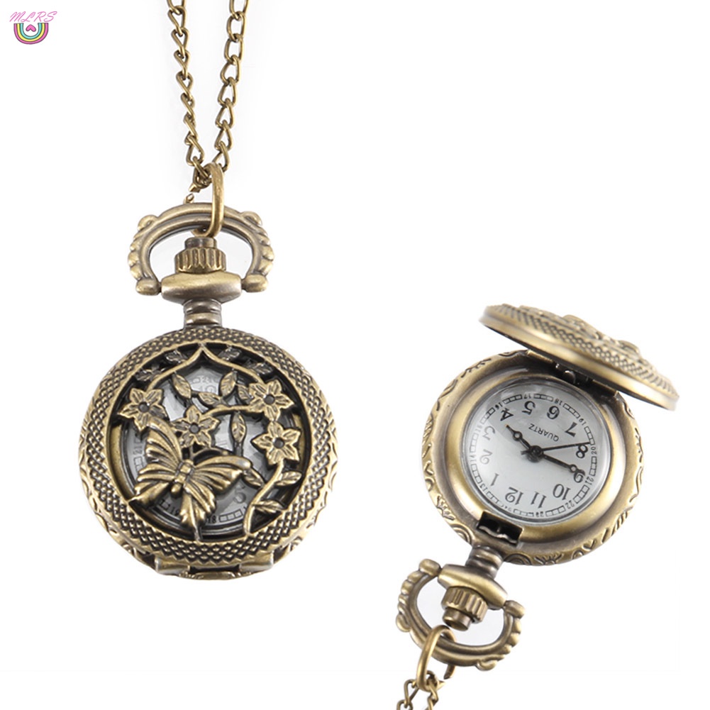 Đồng hồ quả quýt chạm khắc hình hoa bằng đồng phong cách vintage