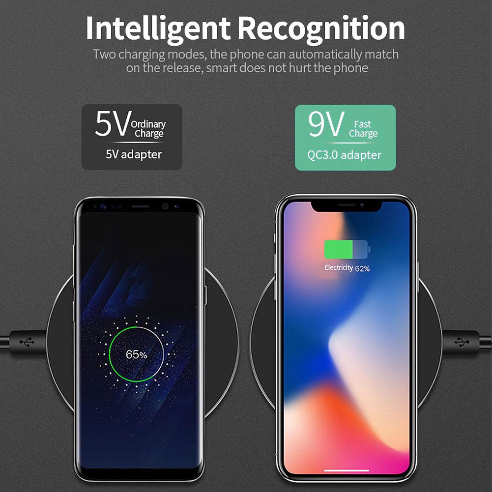 Sạc không dây Qi 10W QC3.0 Bộ sạc nhanh cho iPhone 11 X XR XS Max Samsung S10 9 Bộ sạc USB không dây Xiaomi