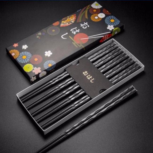 Set 5 đôi đũa kháng khuẩn Shikisai hoa đào Nhật Bản cao cấp