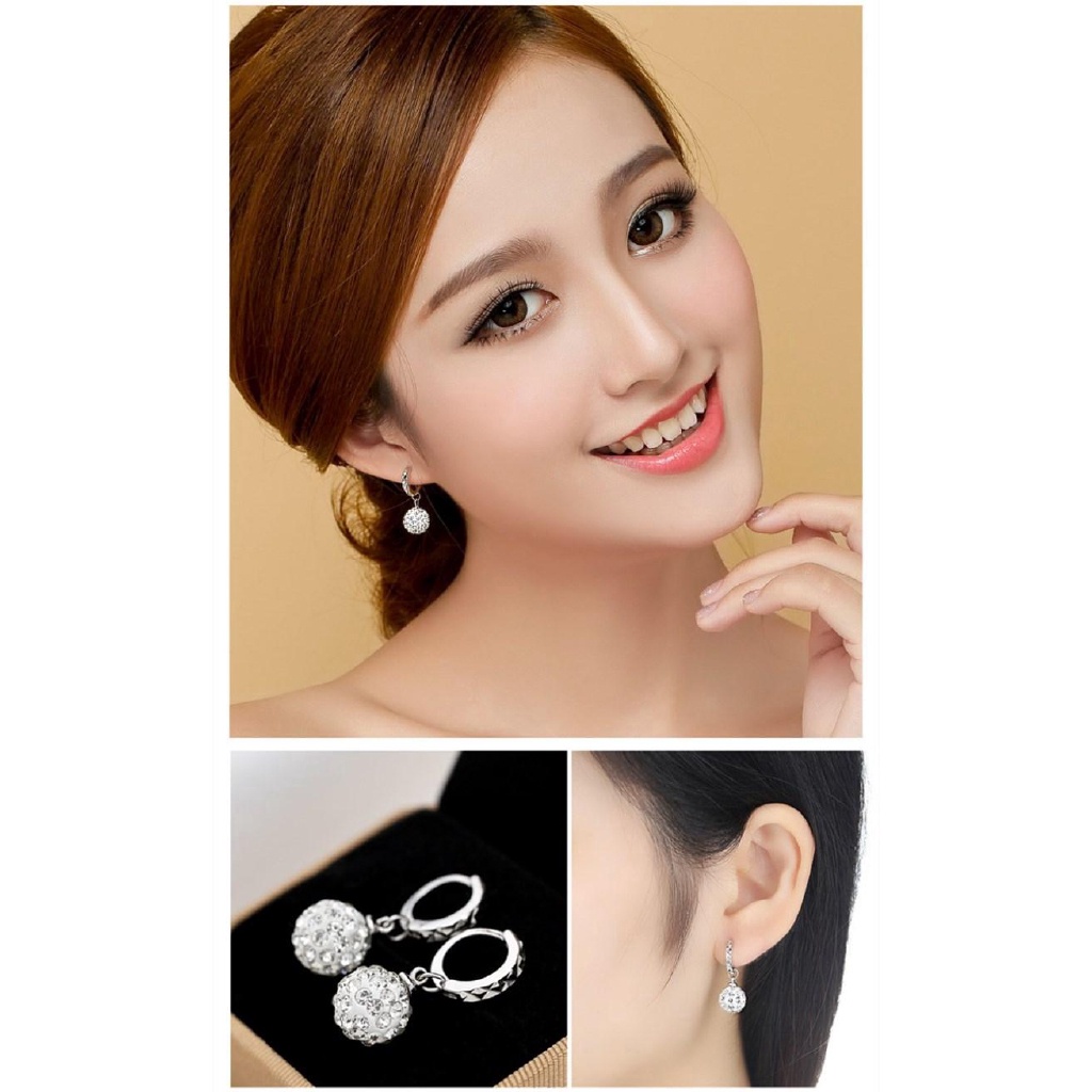 Bông Tai Mạ Bạc 925 Hình Tròn Phong Cách Hàn Quốc
