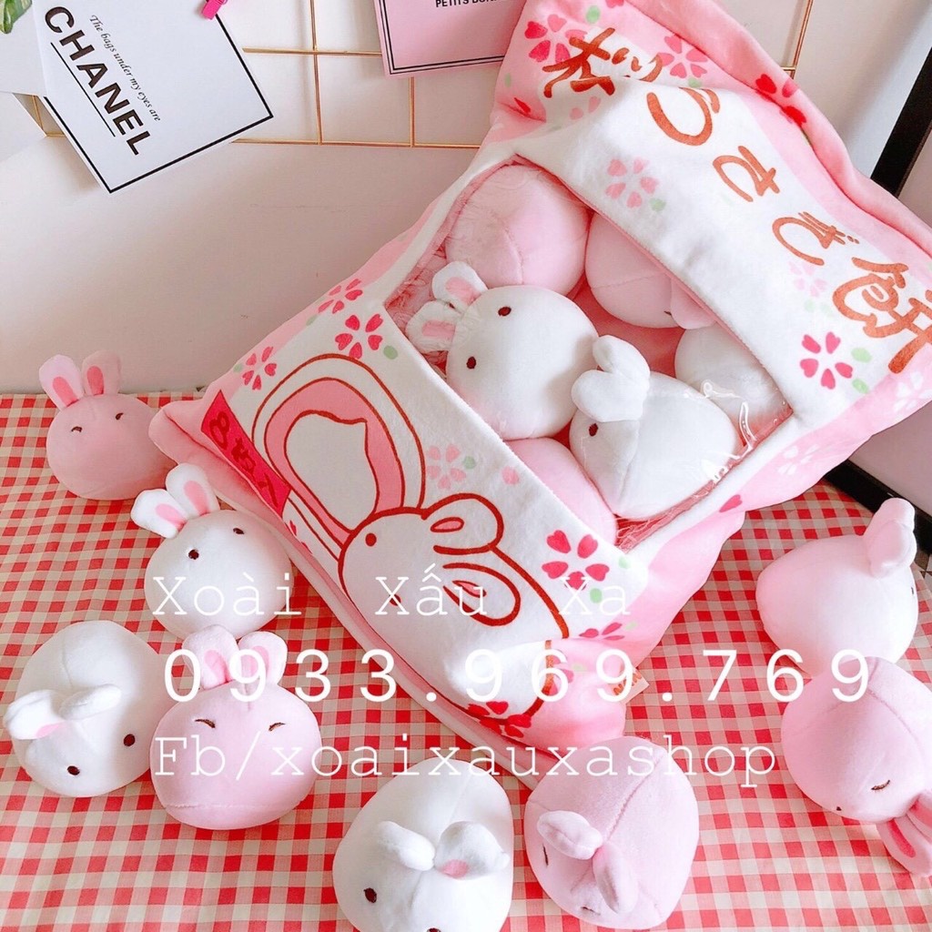 Set túi gấu bông hoạt hình hình thỏ, hình heo, hình thú ngộ nghĩnh quà tặng đáng yêu 35*30cm