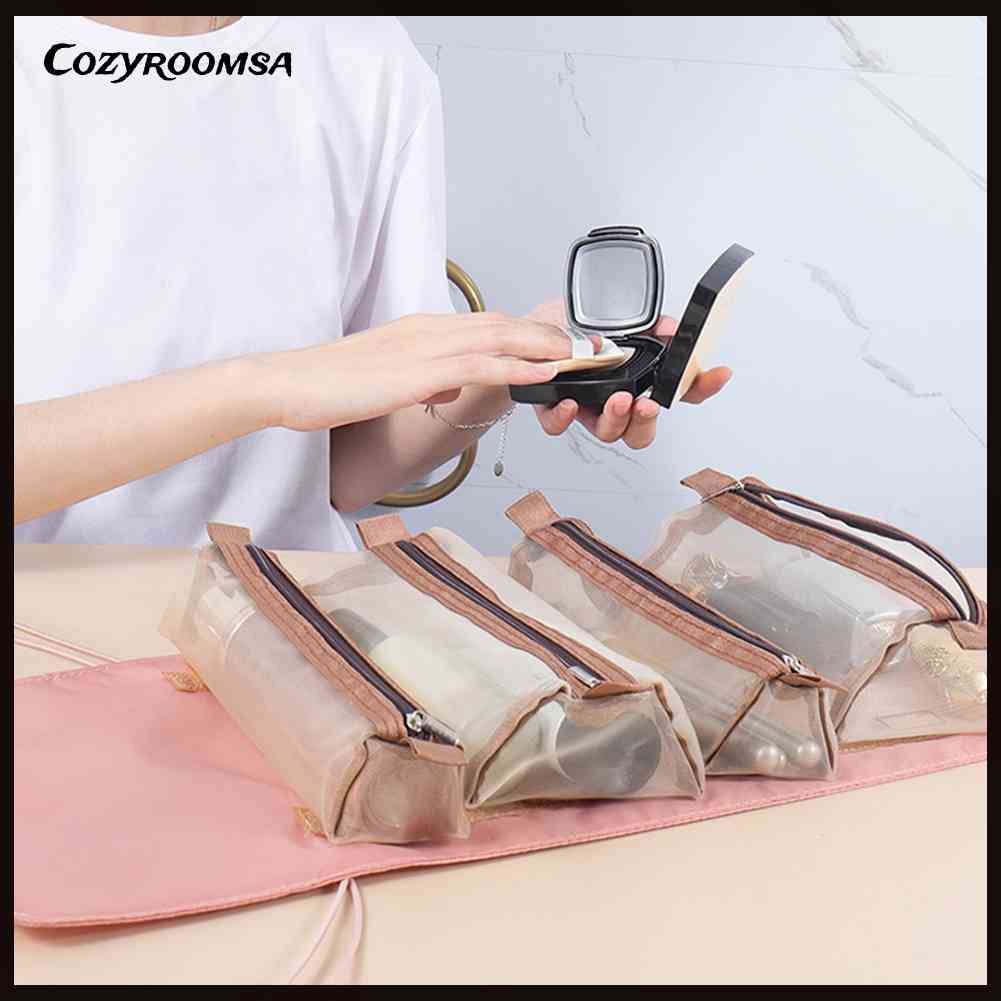 Túi Cuộn Đựng Mỹ Phẩm Trang Điểm Sức Chứa Lớn 4 Trong 1 Tiện Lợi Dành Cho Phòng Ngủ