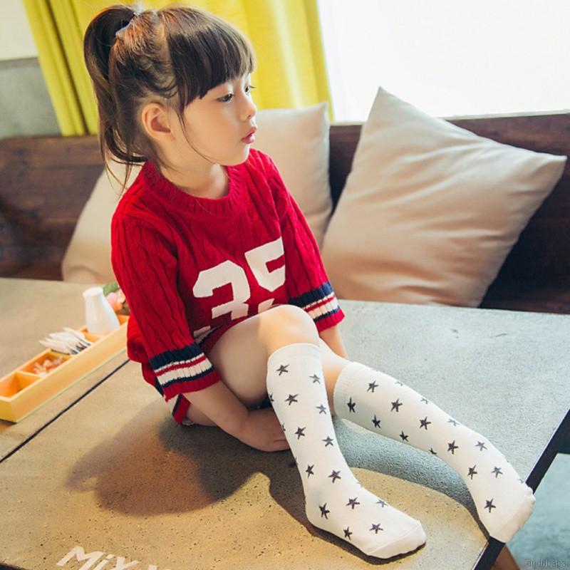 【dudubaba】Baby Kids Casual Cute Cartoon Striped Polkadot Breathable Elastic Long Socks 0~6 Years Old