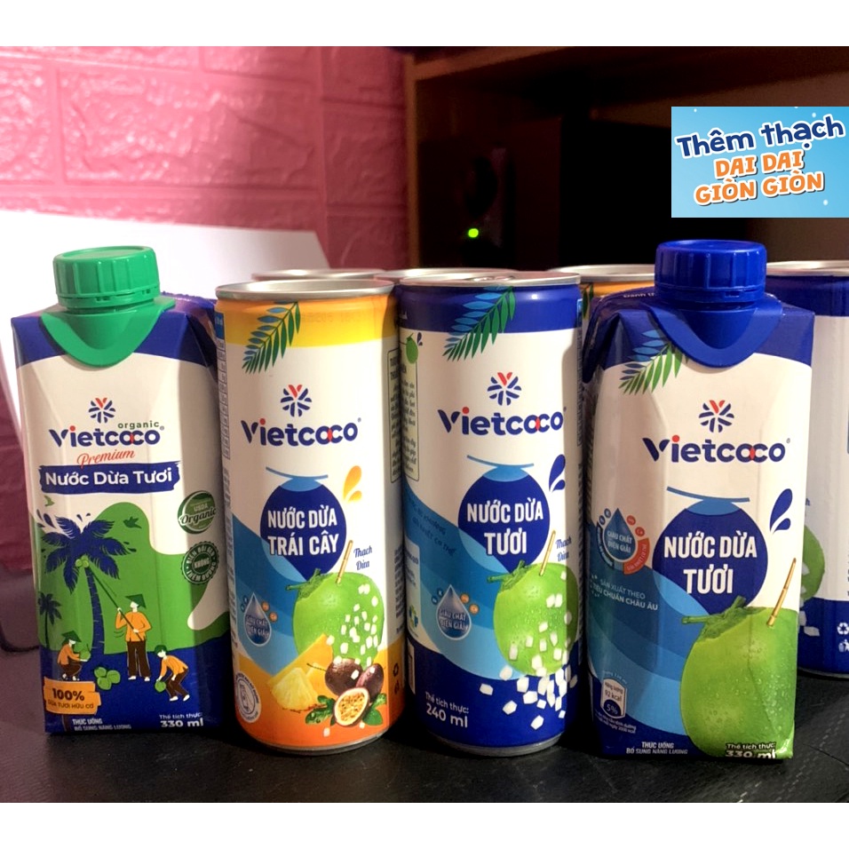 (12 HỘP )- Nước Dừa Vietcoco - (Có Thạch Dừa  Dai Dai - Dòn Dòn ngon tuyệt) CÙNG SỐNG XANH - THƯƠNG HIỆU VIỆT