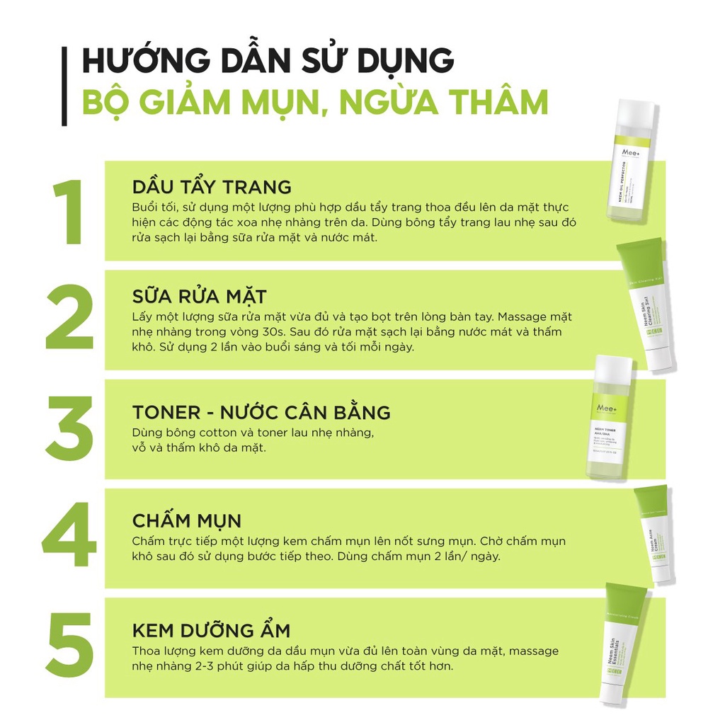 Toner da dầu mụn MEE NATURAL, nước hoa hồng dưỡng ẩm, làm trắng da Neem Toner AHA/BHA 150ml