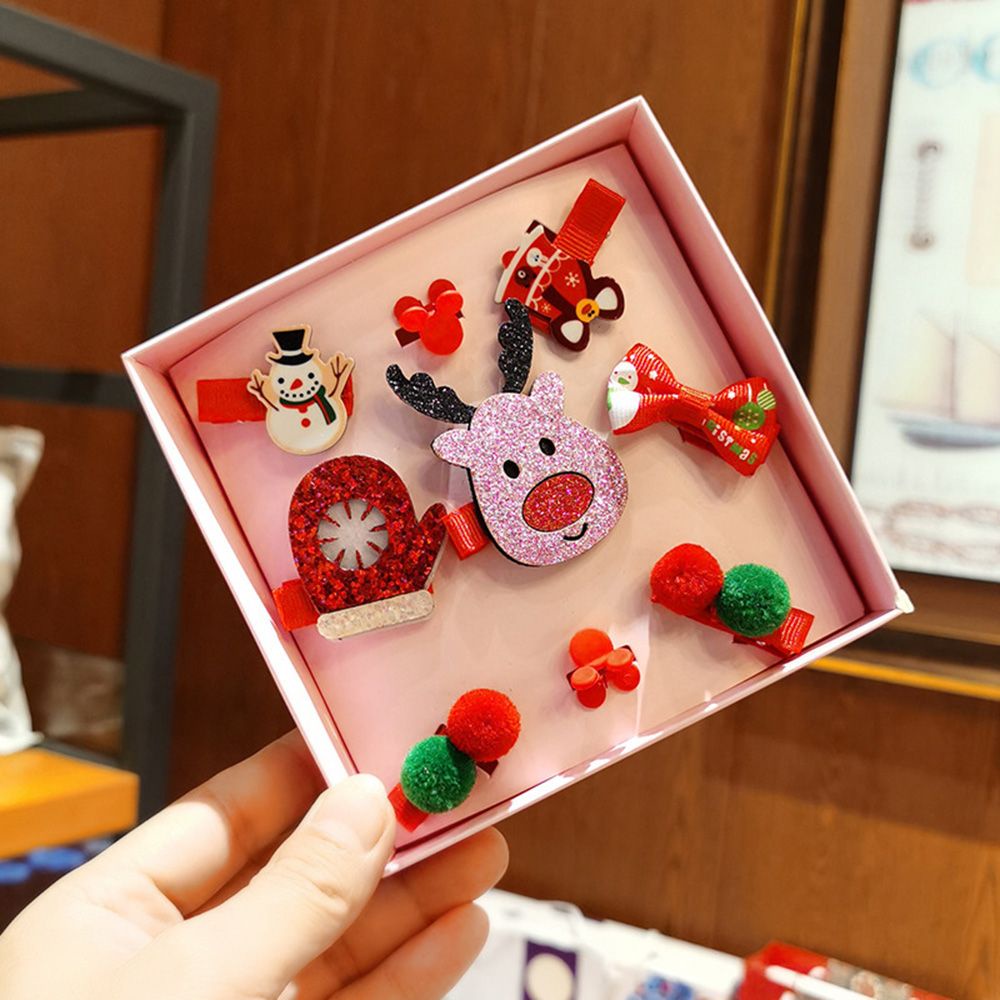 Set 9 Kẹp Tóc Họa Tiết Giáng Sinh Dễ Thương Cho Bé