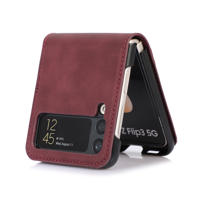 Ốp Điện Thoại Da Gập 3 Chống Sốc Phong Cách Doanh Nhân Sang Trọng Cho Samsung Galaxy Z Flip 3