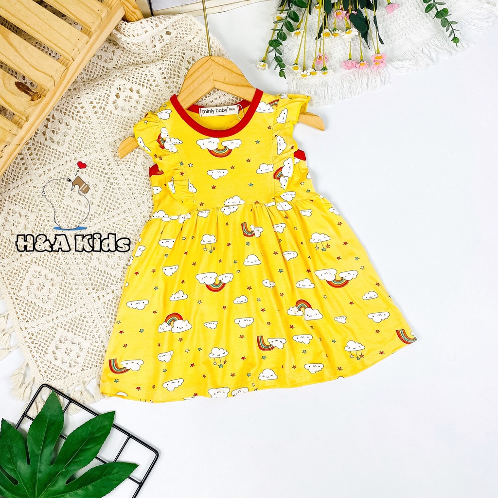 [Bé 8-22kg] Váy đầm bé gái vải thun lạnh Minlybaby in họa tiết toàn thân cho bé gái - Unibaby Store - VDBG4